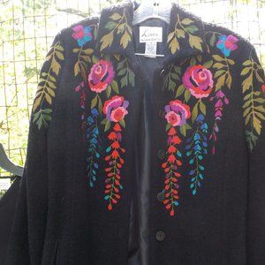Linea By Louis Dell'Olio Size S embroidered Wool Blend Trench Coat